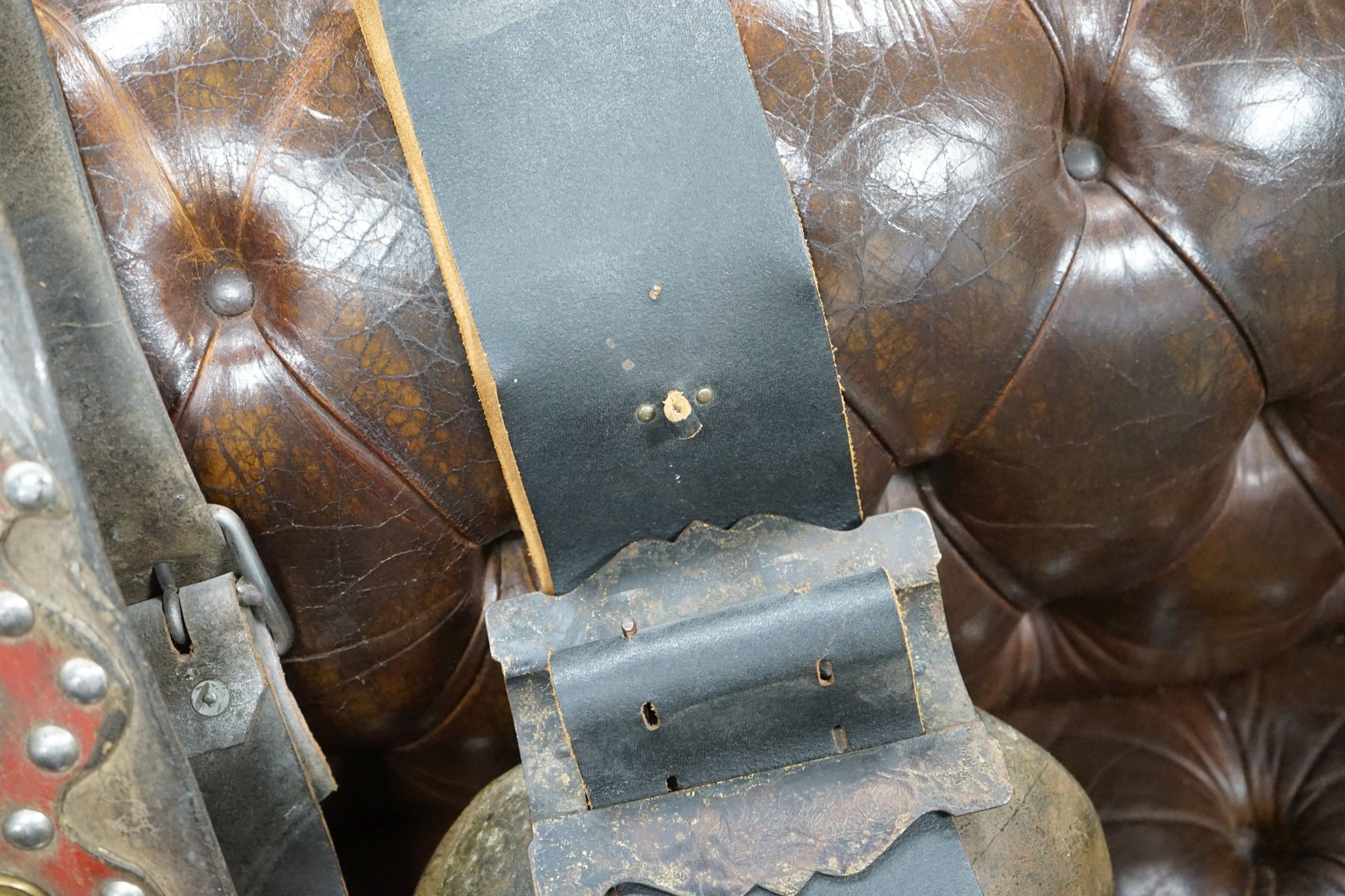 Two large French or Swiss vintage cow bells, larger 26cm, height 22cm